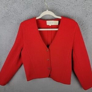 100% Boiled Wool Red Women's Blazer Size 8 (Medium)